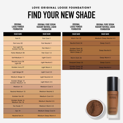 ORIGINAL Pure Serum Radiant Natural Liquid Foundation Mineral SPF 20