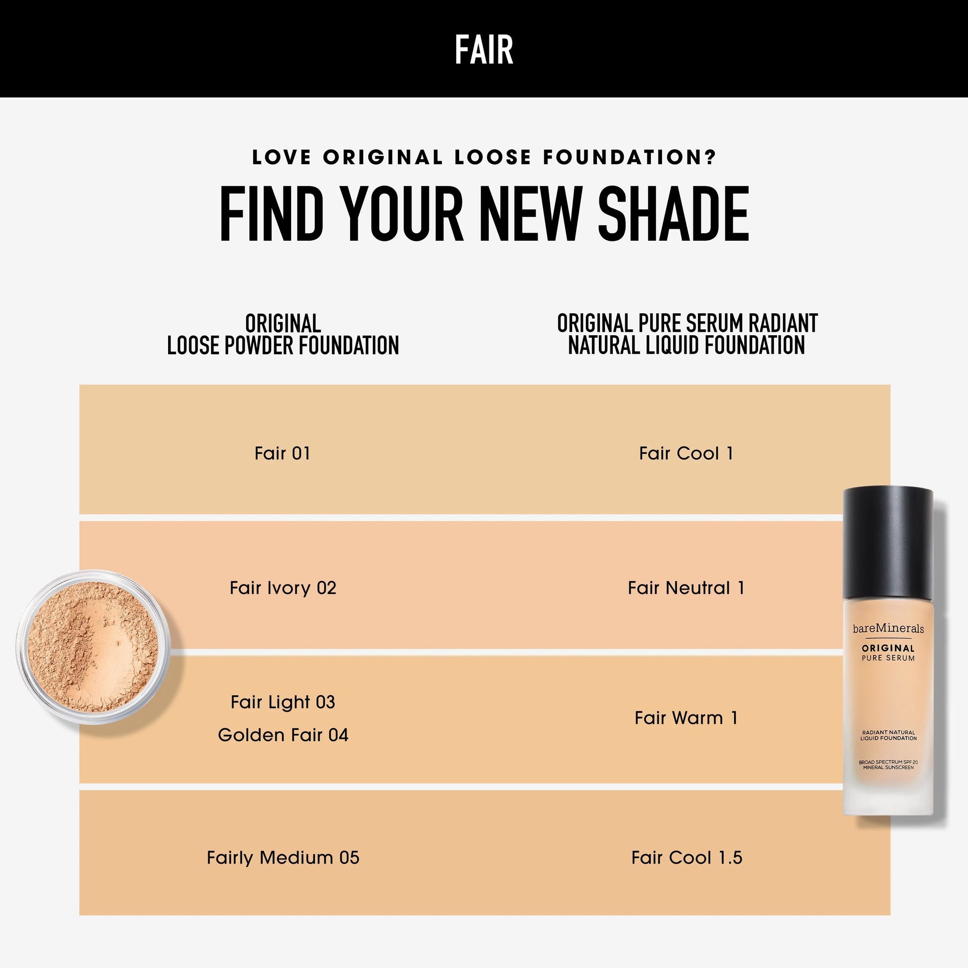 ORIGINAL Pure Serum Radiant Natural Liquid Foundation Mineral SPF 20